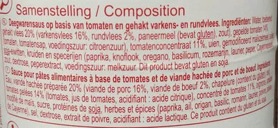 Lista de ingredientes del producto Sauce Bolognaise Carrefour 800 ml