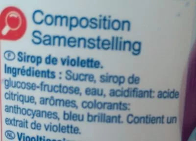 Lista de ingredientes del producto Sirop  Violette Carrefour 75 cl