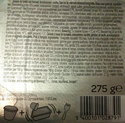 Lista de ingredientes del producto Salade Lunch Time Lunch Time 275 g