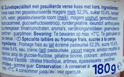 Lista de ingredientes del producto Spécialité laitière au fromage frais Carrefour 180 g