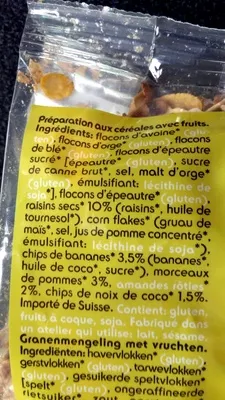 Lista de ingredientes del producto Müesli Delhaize Bio 500 g