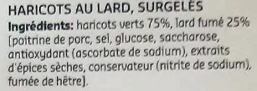 Lista de ingredientes del producto Haricots au lard Delhaize 360 g