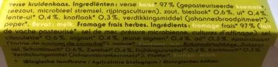 Lista de ingredientes del producto Fromage frais aux herbes Delhaize 150 g