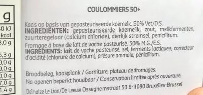 Lista de ingredientes del producto Coulommiers Delhaize 