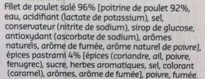 Lista de ingredientes del producto Filet de poulet italien Delhaize 150 g