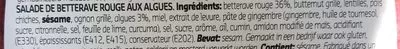 Lista de ingredientes del producto Salade de betterave rouge aux algues Delhaize 185 g