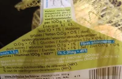 Lista de ingredientes del producto Citron Delhaize Bio, Delhaize 