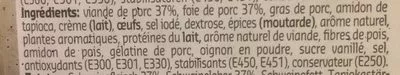 Lista de ingredientes del producto Pâté de campagne Delhaize 125 g