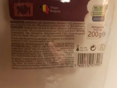 Lista de ingredientes del producto Lardons Delhaize 200 g