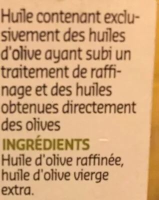 Lista de ingredientes del producto Huile d'olive Delhaize 1 l