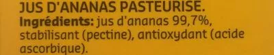 Lista de ingredientes del producto Jus d'ananas Delhaize 