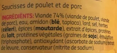 Lista de ingredientes del producto Saucisses apéro Delhaize 400 g