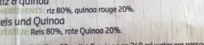 Lista de ingredientes del producto Mix riz et kinoa Delhaize 250 g