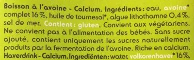 Lista de ingredientes del producto OAT Delhaize 1l