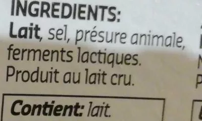 Lista de ingredientes del producto Camembert de Normandie AOP (20,2% MG) Delhaize 250 g