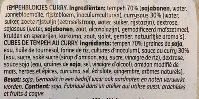 Lista de ingredientes del producto Tempeh Delhaize 180 g