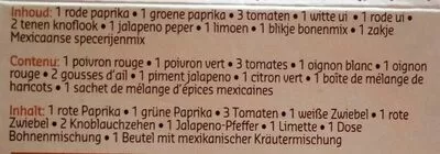 Lista de ingredientes del producto Burritos mexicains Delhaize 800 g