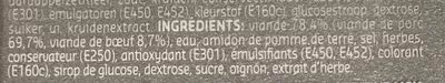 Lista de ingredientes del producto Saucisson Polonais Delhaize 150 g