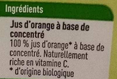 Lista de ingredientes del producto Boni Bio jus d'orange Boni, Boni Bio 1L