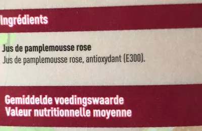 Lista de ingredientes del producto Pur jus pamplemousse rose boni 1 litre