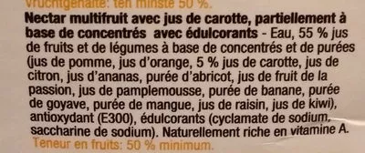 Lista de ingredientes del producto Nectar multifruit Everyday 1L