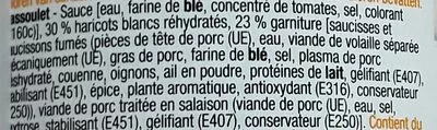 Lista de ingredientes del producto Cassoulet Everyday 840g