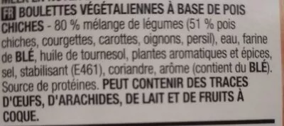 Lista de ingredientes del producto Falafels Boni 