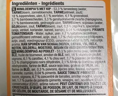 Lista de ingredientes del producto Miniloempia au poulet Boni 