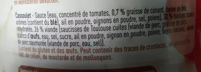 Lista de ingredientes del producto Cassoulet Bonnie 840 g