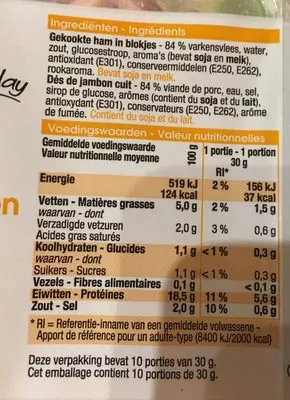 Lista de ingredientes del producto Dés de jambon Boni 