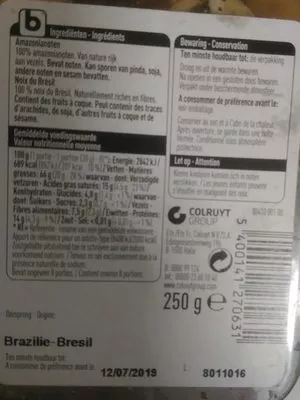 Lista de ingredientes del producto Noix du Brésil Boni 250 g