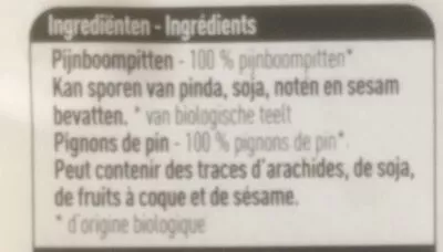 Lista de ingredientes del producto Pignons de pin Boni Bio, Boni 150 g