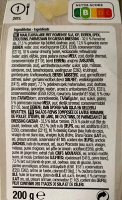 Lista de ingredientes del producto Salade Caesar  200 g