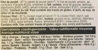 Lista de ingredientes del producto Filet de poulet Éveryday 200g 