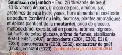 Lista de ingredientes del producto Saucisson de jambon Everyday 