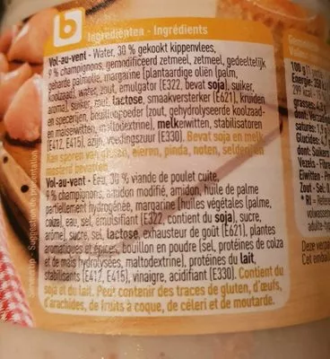 Lista de ingredientes del producto Vol au vent boni boni sélection 400g