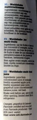 Lista de ingredientes del producto Oxfam world shake juice Oxfam 1 l