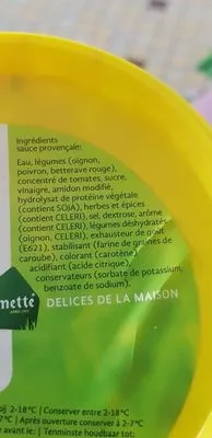 Lista de ingredientes del producto Sauce  provencale Fermette 500g