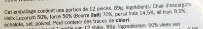 Lista de ingredientes del producto 48 escargots surgelés Winny 173 g