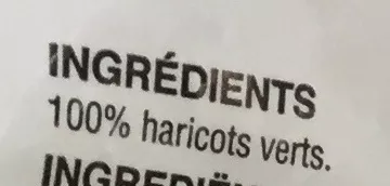 Lista de ingredientes del producto Haricots verts très fins surgelés Winny 1 kg