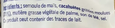 Lista de ingredientes del producto Snacks goût Cacahuète Winny 100 g