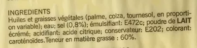 Lista de ingredientes del producto Margarine de Cuisine (60% M.G) Winny 500 g