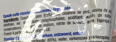 Lista de ingredientes del producto Épaule cuite standard découenné-dégraissé Winny 360 g