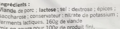 Lista de ingredientes del producto Rosette Winny 150 g