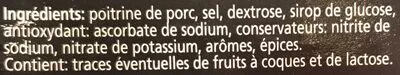 Lista de ingredientes del producto Lard fumé Cactus 150 g