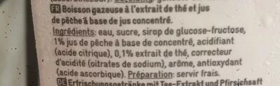 Lista de ingredientes del producto Ice Tea Pêche 365 1,5 litres