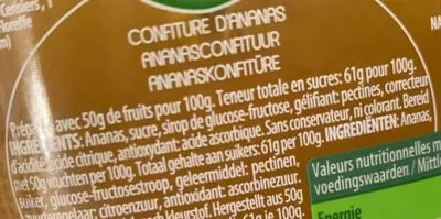 Lista de ingredientes del producto Confiture D'ananas Materne 450 g