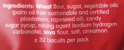 Lista de ingredientes del producto Biscoff Lotus 250g