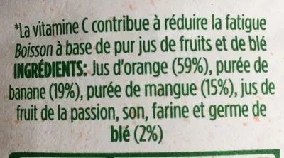 Lista de ingredientes del producto Orange Mangue et Céréale Mixés Tropicana 