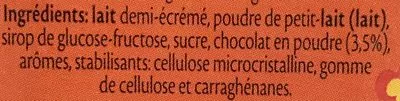 Lista de ingredientes del producto Lait Chocolaté Demi-écrémé Choco! Choco!, Milcobel 1 l e